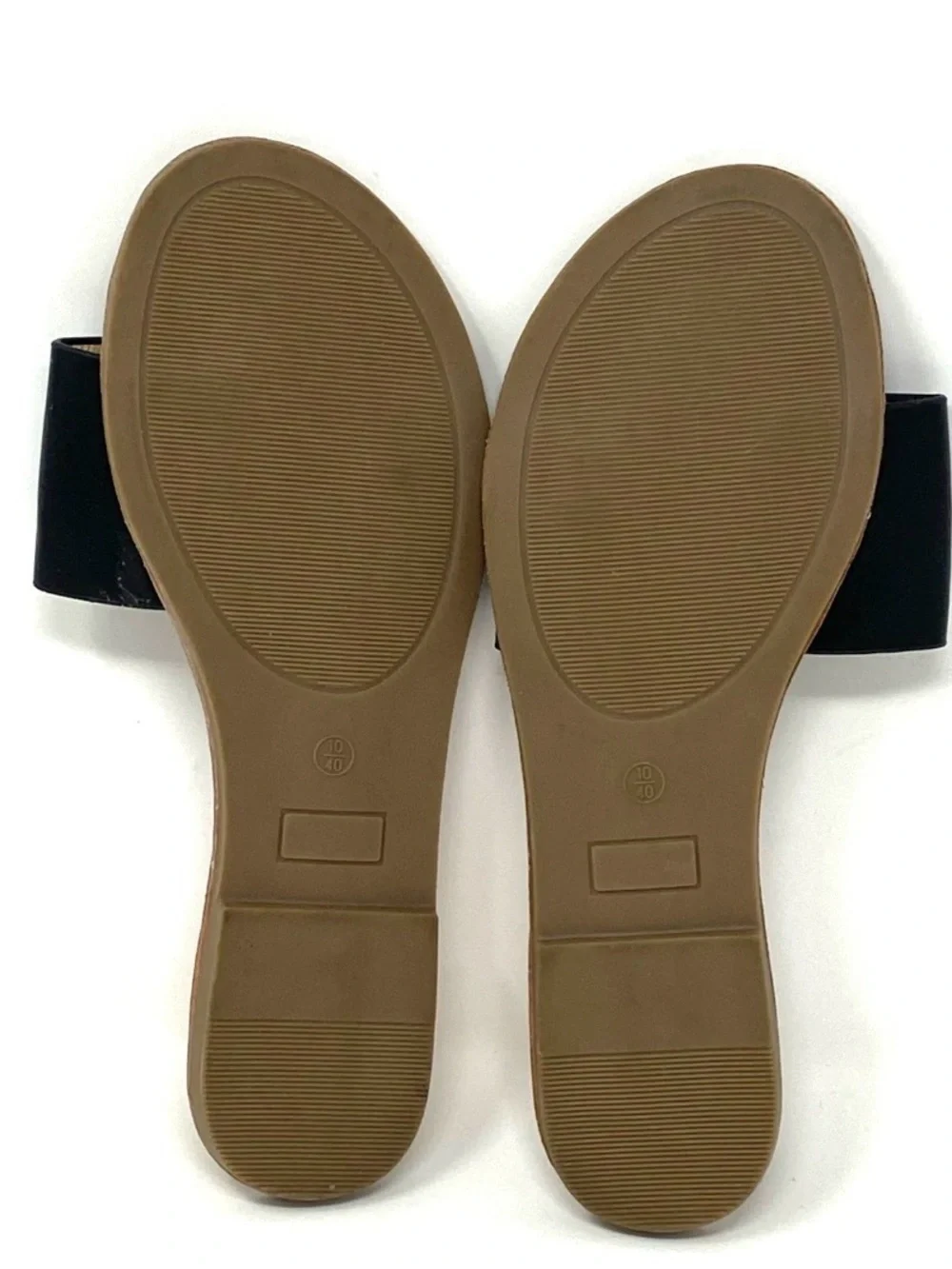 Tory Burch Ines Large Logo Slide Leather Flat Sandals Brown Black EUR 40 / US 10